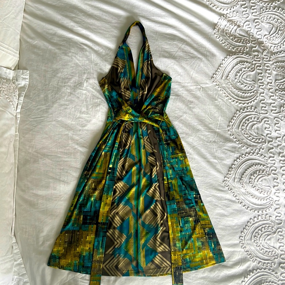 BCBGMaxAzria Halter Top Tie-front Dress